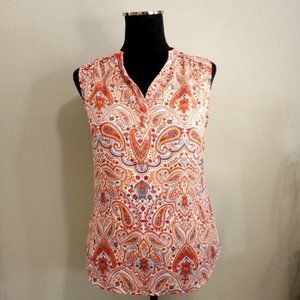 V-neck Sleeveless Top Spring Floral Paisley | Sz M | Artisan Ny